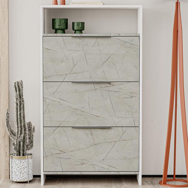 Dulap pentru încălțăminte Showdeko Kaju 139.2 x 78 x 28/ White/ Gray photo 4