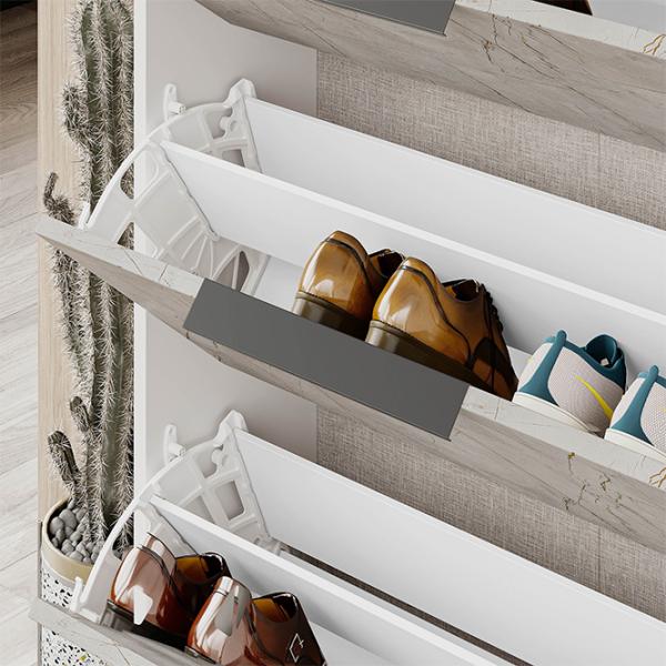 Dulap pentru încălțăminte Showdeko Kaju 139.2 x 78 x 28/ White/ Gray photo 5