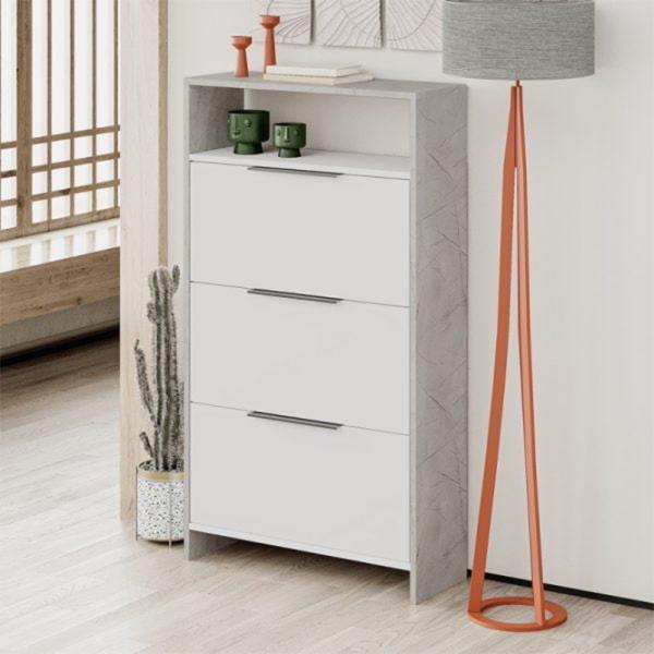 Обувной шкаф Showdeko Kaju 139.2 x 78 x 28см/ Серый/ White photo 2 Обувной шкаф Showdeko Kaju 139.2 x 78 x 28см/ Серый/ White photo 2