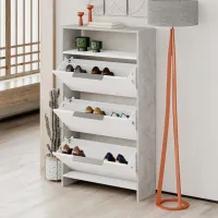 Обувной шкаф Showdeko Kaju 139.2 x 78 x 28см/ Серый/ White photo 3