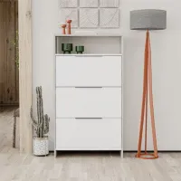Обувной шкаф Showdeko Kaju 139.2 x 78 x 28см/ Серый/ White photo 4