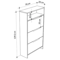 Обувной шкаф Showdeko Kaju 139.2 x 78 x 28см/ Серый/ White photo 6
