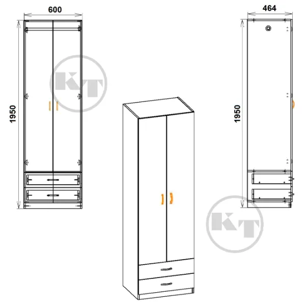 Dulap KompaniT 12 60 x 46.4 x 195 / PAL / Bright studio photo 2 Dulap KompaniT 12 60 x 46.4 x 195 / PAL / Bright studio photo 2