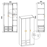 Dulap KompaniT 13 90 x 46.4 x 195 / PAL / Bright studio photo 2