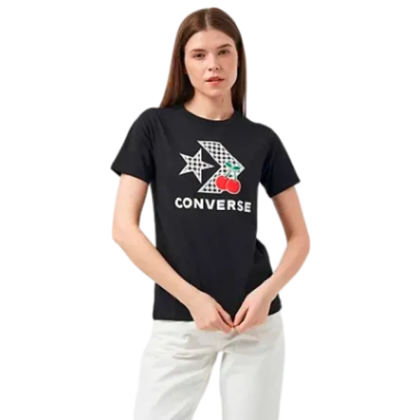Tricou pentru femei Converse Cherry Star Chevron Infill Tee 100% bumbac/ Black photo 1 Tricou pentru femei Converse Cherry Star Chevron Infill Tee 100% bumbac/ Black photo 1