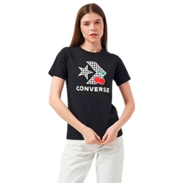 Tricou pentru femei Converse Cherry Star Chevron Infill Tee 100% bumbac/ Black photo 1 Tricou pentru femei Converse Cherry Star Chevron Infill Tee 100% bumbac/ Black photo 1