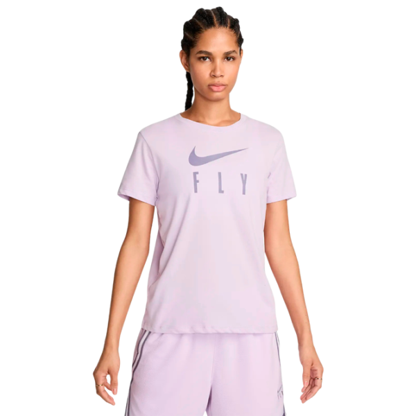 Футболка для женщин Nike W Swoosh Fly Dri-FIT Graphic 57% хлопок, 43% полиэстер/ Пурпурный photo 1