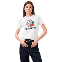 Tricou pentru femei Converse Cherry Star Chevron Infill Tee 100% bumbac/ White