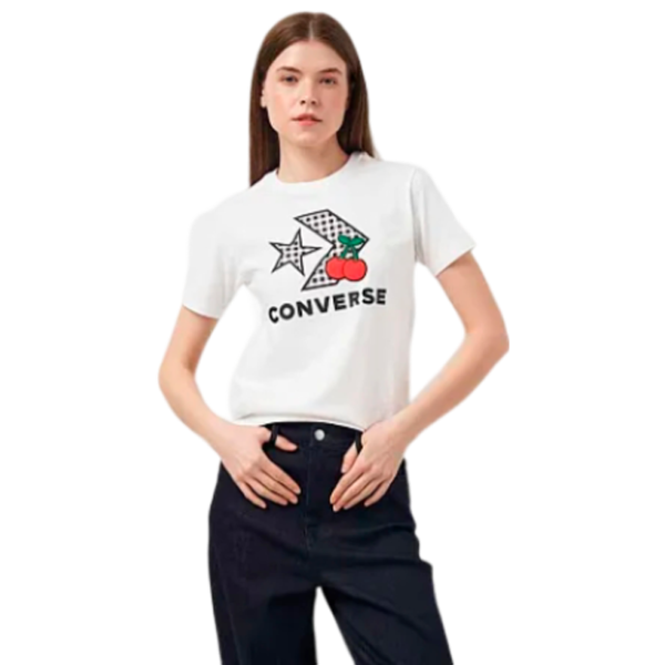 Tricou pentru femei Converse Cherry Star Chevron Infill Tee 100% bumbac/ White photo 1 Tricou pentru femei Converse Cherry Star Chevron Infill Tee 100% bumbac/ White photo 1