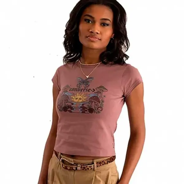 Tricou pentru femei Converse Blooming Skate Tee 100% bumbac/ Pink photo 2 Tricou pentru femei Converse Blooming Skate Tee 100% bumbac/ Pink photo 2
