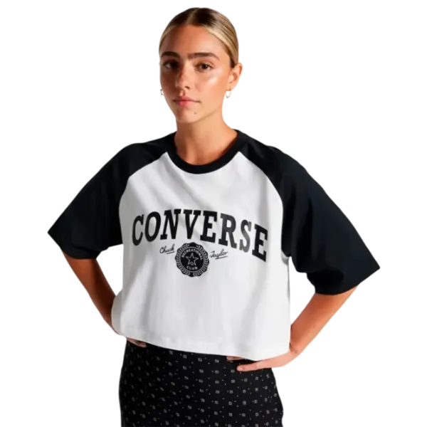 Tricou pentru femei Converse Retro Chuck Cropped Tee 100% bumbac/ Black photo 1 Tricou pentru femei Converse Retro Chuck Cropped Tee 100% bumbac/ Black photo 1