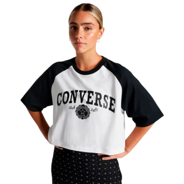 Tricou pentru femei Converse Retro Chuck Cropped Tee 100% bumbac/ Black photo 1 Tricou pentru femei Converse Retro Chuck Cropped Tee 100% bumbac/ Black photo 1