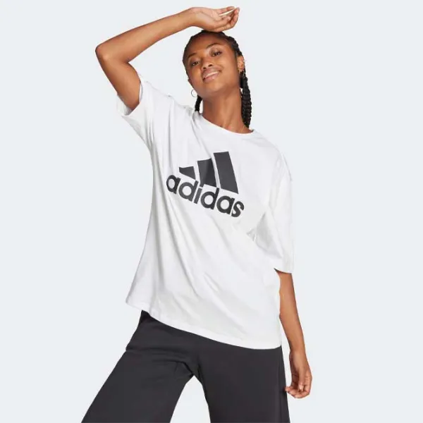 Tricou pentru femei Adidas Essentials Big Logo Boyfriend Tee 100% bumbac/ White photo 2