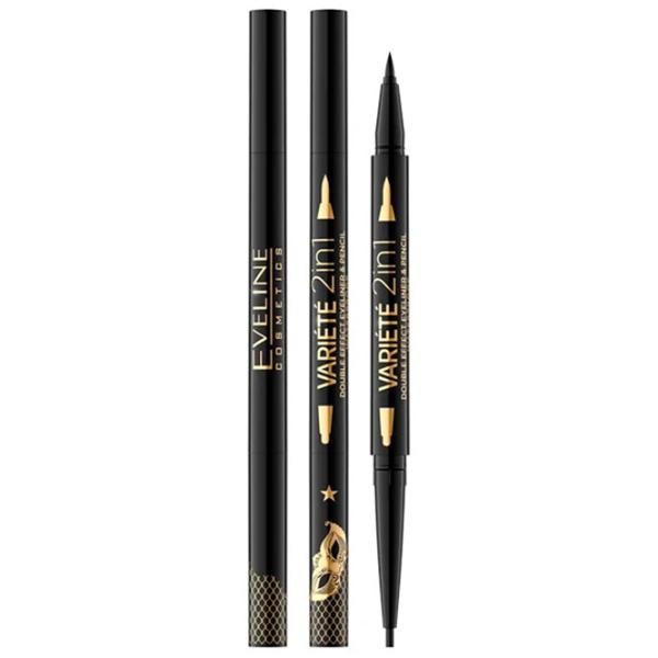 Карандаш для глаз Eveline Cosmetics EV "Variete" 2in1 Black photo 1