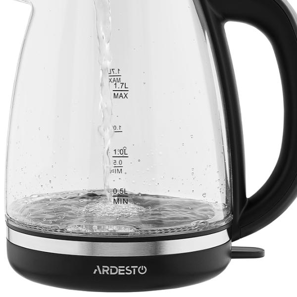 Электрочайник Ardesto EKL-F100 1.7л / Закрытая спираль / Черный photo 3