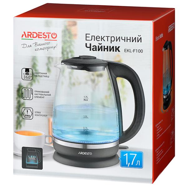 Электрочайник Ardesto EKL-F100 1.7л / Закрытая спираль / Черный photo 6