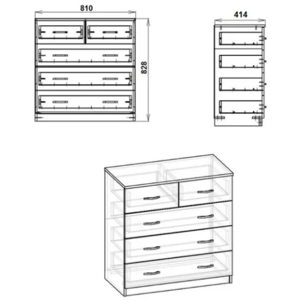 Комод KompaniT 2+3 82.8 x 81 x 41.4см/ ЛДСП/ Ателье Светлый photo 2 Комод KompaniT 2+3 82.8 x 81 x 41.4см/ ЛДСП/ Ателье Светлый photo 2