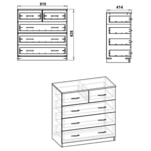 Комод KompaniT 2+3 82.8 x 81 x 41.4см/ ЛДСП/ Ателье Светлый photo 2 Комод KompaniT 2+3 82.8 x 81 x 41.4см/ ЛДСП/ Ателье Светлый photo 2