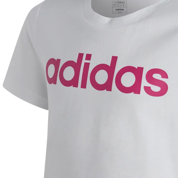Tricou pentru fete Adidas Essentials Linear Logo Cotton Slim Fit Tee  / White photo 3