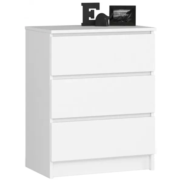 Comodă Akord K60 3SZ 77 x 60 x 40/ LPAL/ Alb photo 1