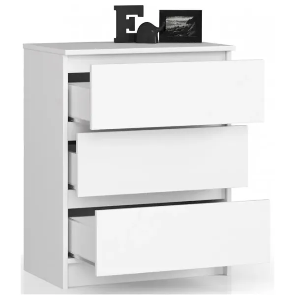 Comodă Akord K60 3SZ 77 x 60 x 40/ LPAL/ Alb photo 2