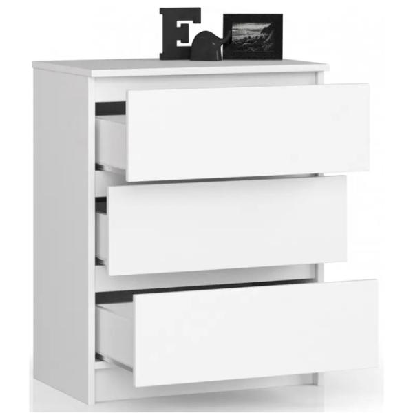 Comodă Akord K60 3SZ 77 x 60 x 40/ LPAL/ Alb photo 2