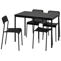 Обеденные стол со стульями Ikea Sandsberg/Adde () Прямоугольная / ДСП / Черный