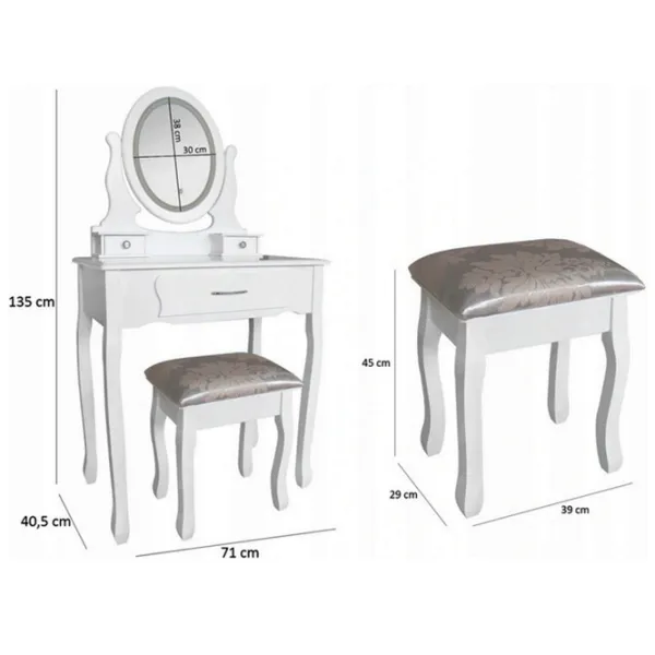 Masă de toaletă Chomik PHO0052LED MDF/ White photo 4