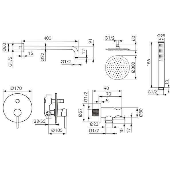 Set pentru duș F-Design Flusso Metal /  photo 5