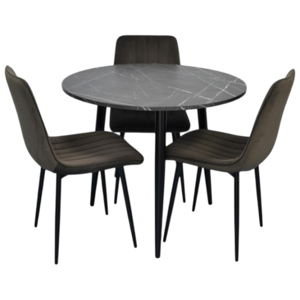 Set masă și scaune Evelin DT 404-6B + 3 XR-154B Rotundă / PAL / Dark Gray photo 1