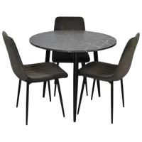 Set masă și scaune Evelin DT 404-6B + 3 XR-154B Rotundă / PAL / Dark Gray