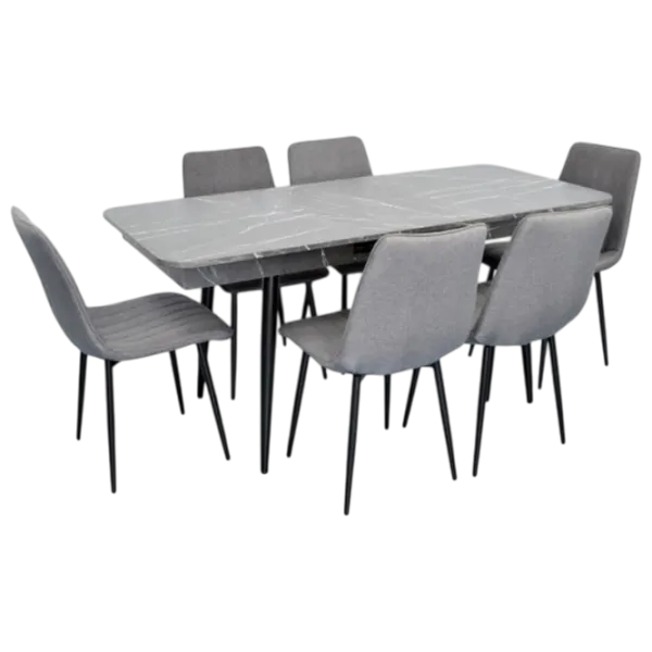 Set masă și scaune Evelin DT 432-3R B + 6 XR-154B Dreptunghiulară / PAL / Gray photo 1