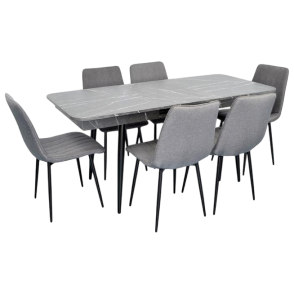 Set masă și scaune Evelin DT 432-3R B + 6 XR-154B Dreptunghiulară / PAL / Gray photo 1