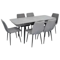 Set masă și scaune Evelin DT 432-3R B + 6 XR-154B Dreptunghiulară / PAL / Gray