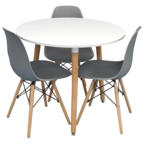 Set masă și scaune Evelin DT 404-1WO + 3 LC-021 Rotundă / PAL / Gray photo 1