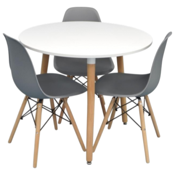 Set masă și scaune Evelin DT 404-1WO + 3 LC-021 Rotundă / PAL / Gray photo 1