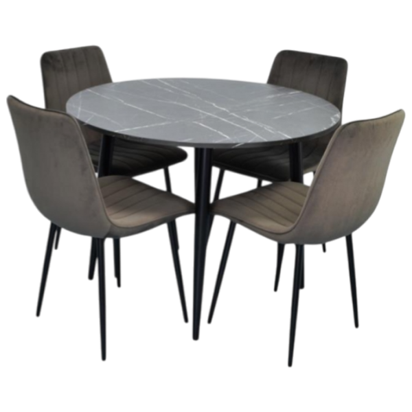 Set masă și scaune Evelin DT 402-6B + 4 XR-154B Rotundă / PAL / Dark Gray photo 1