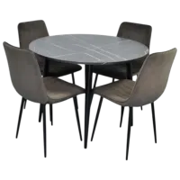 Set masă și scaune Evelin DT 402-6B + 4 XR-154B Rotundă / PAL / Dark Gray