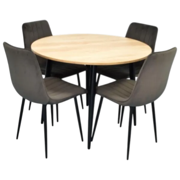 Set masă și scaune Evelin DT 402-2B + 4 XR-154B Rotundă / PAL / Dark Gray photo 1