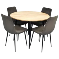 Set masă și scaune Evelin DT 402-2B + 4 XR-154B Rotundă / PAL / Dark Gray