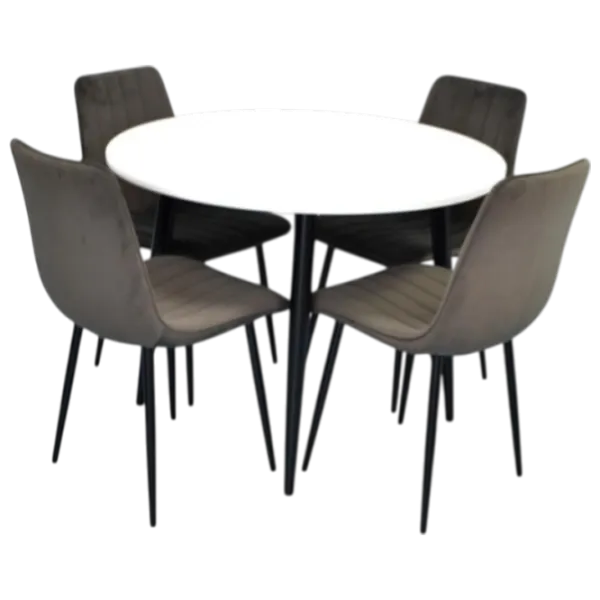 Set masă și scaune Evelin DT 402-3B + 4 XR-154B Rotundă / PAL / Dark Gray photo 1