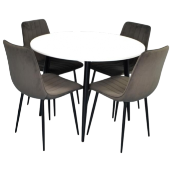Set masă și scaune Evelin DT 402-3B + 4 XR-154B Rotundă / PAL / Dark Gray photo 1