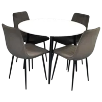 Set masă și scaune Evelin DT 402-3B + 4 XR-154B Rotundă / PAL / Dark Gray