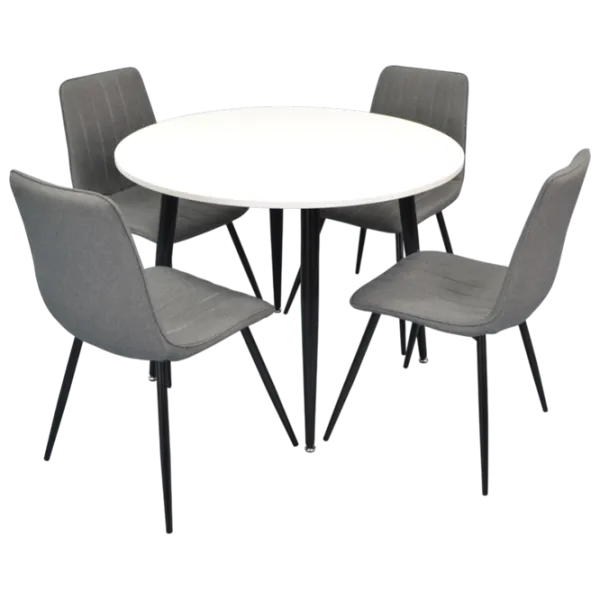 Set masă și scaune Evelin DT 402-3B + 4 XR-154B Rotundă / PAL / Gray photo 1