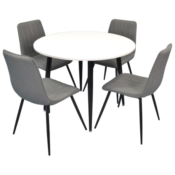 Set masă și scaune Evelin DT 402-3B + 4 XR-154B Rotundă / PAL / Gray photo 1