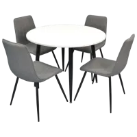 Set masă și scaune Evelin DT 402-3B + 4 XR-154B Rotundă / PAL / Gray