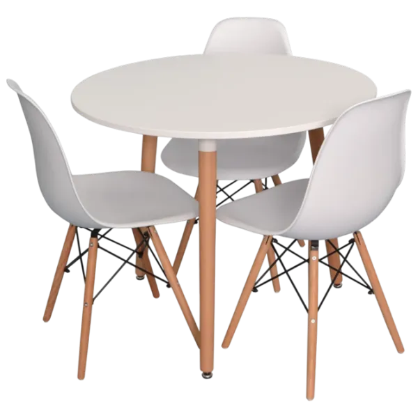 Set masă și scaune Evelin DT 404-1WO + 3 LC-021 Rotundă / PAL / White photo 1