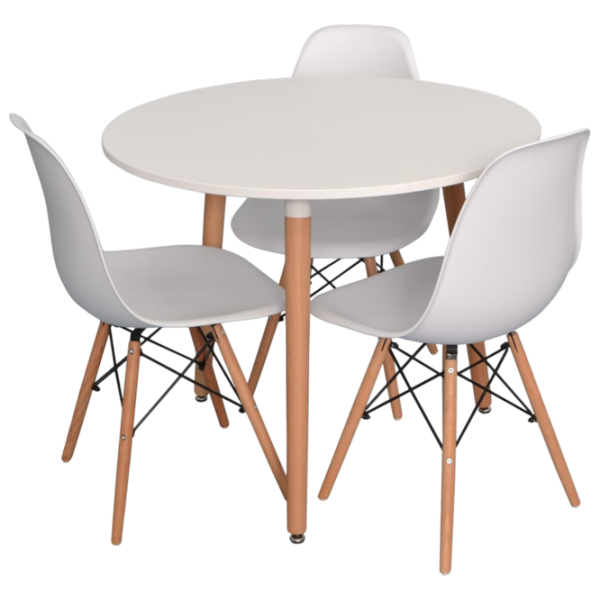 Set masă și scaune Evelin DT 404-1WO + 3 LC-021 Rotundă / PAL / White photo 1