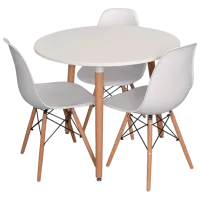 Set masă și scaune Evelin DT 404-1WO + 3 LC-021 Rotundă / PAL / White