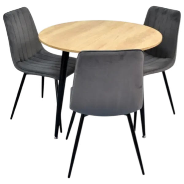 Set masă și scaune Evelin DT 404-2B + 3 XR-154B Rotundă / PAL / Gray photo 1